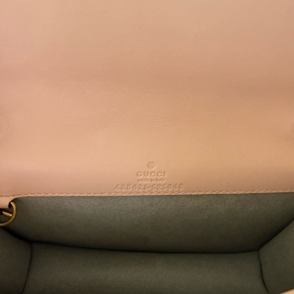 New Authentic Gucci GG Marmont Mini leather shoulder bag chain pink 488426 - Picture 6 of 6